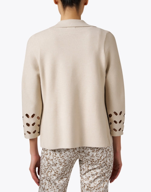 Beige Colored Cutout Design Knit Fashion Jacket