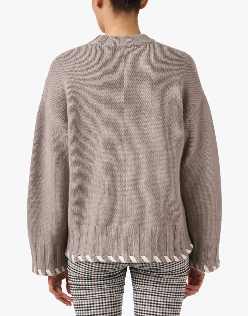 Stylish Taupe High - quality Wool - Cashmere Blend Sweater
