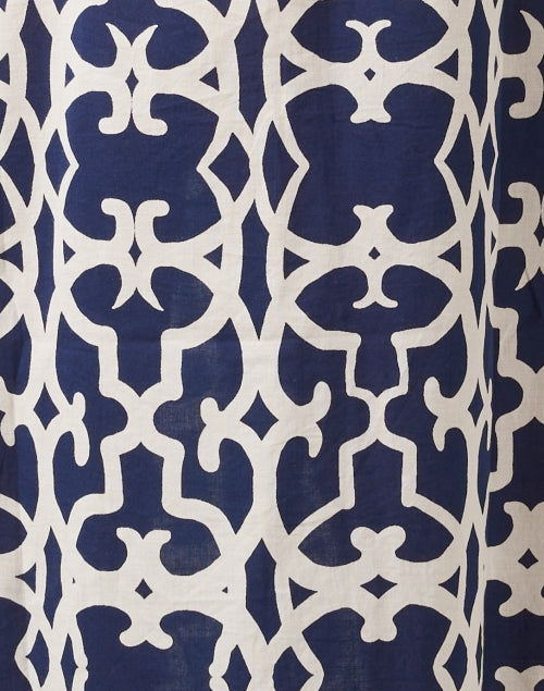 Thelma Navy-Printed Cotton Women's Dress for Warm Weather
