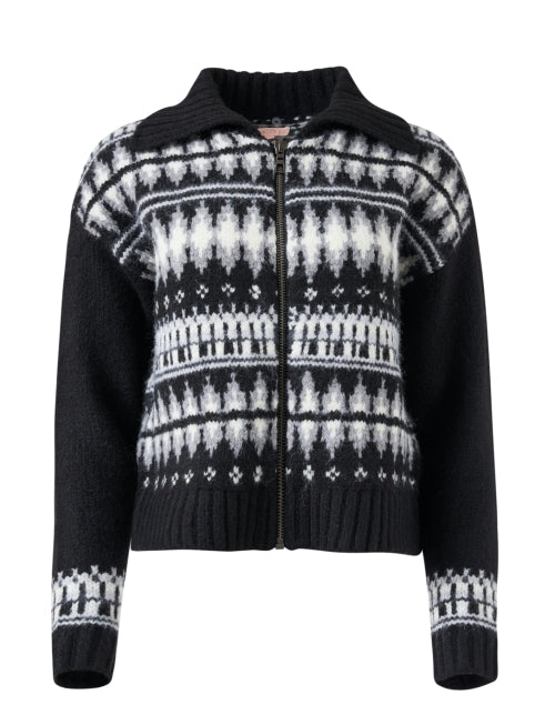 Stylish Black Knit Powder Puff Jacket with Removable Fur Collar