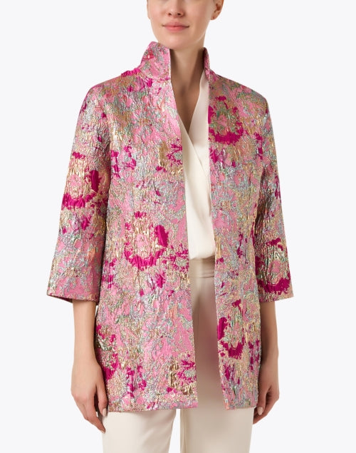 Stunning Rita Pink Multi - Pattern Jacquard Elegant Jacket