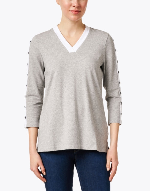Stylish Grey and White Cotton Women's Top for Everyday Wear