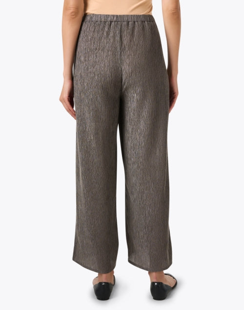 Eileen Fisher Cascade Taupe Plisse Material Wide Leg Pull - On Women's Trousers