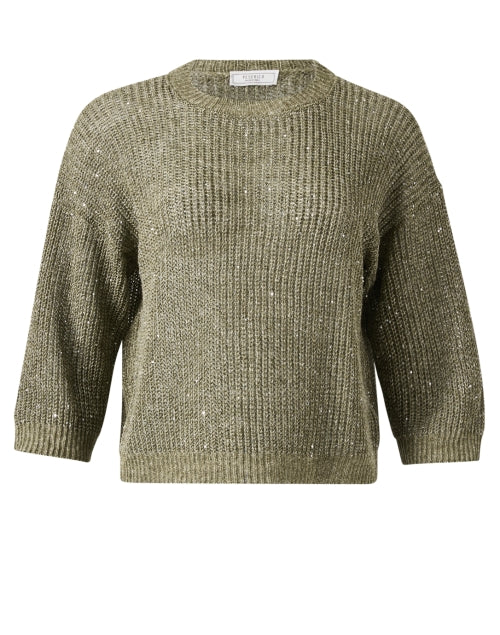 Stylish Green Sequin Knitted Casual Top for Versatile Wear