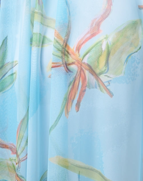 Mariella Sheer Blue Kaftan with Exquisite Bamboo Print