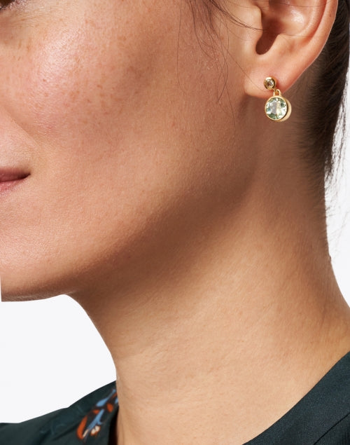 Exquisite Green Amethyst Gold Drop Style Earrings for Women
