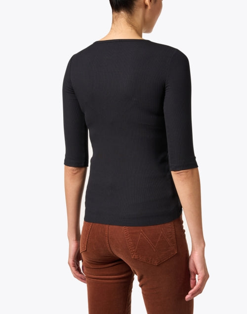 Classic Black Cotton Elbow Sleeve T - Shirt for All - Purpose Wardrobe