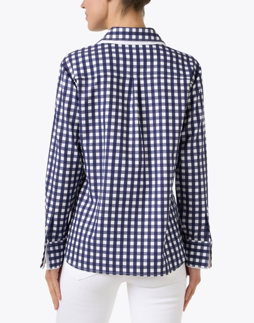 Navy and White Checked 100% Cotton Margot Style Women's Top for Sunny Days
