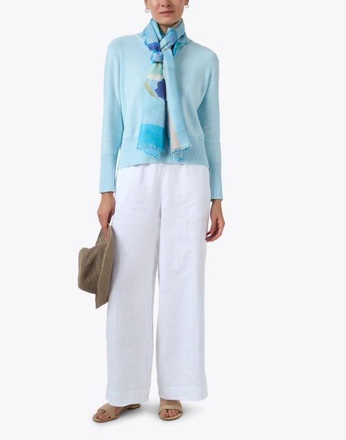Stylish Opal Blue 100% Cotton Spring Sweater for a Chic Look
