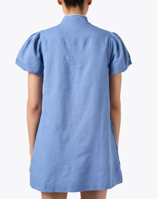 Stunning Elliana Blue Embroidered Mini Dress with Retro Flair
