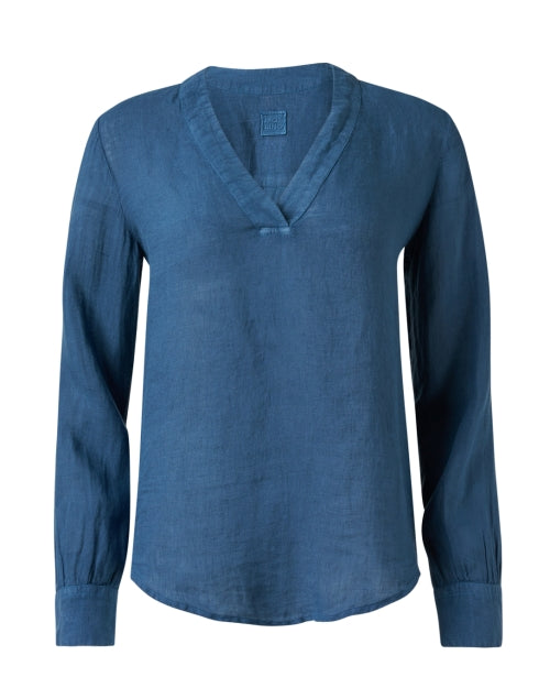 Navy Blue Breathable Linen Casual Men's Shirt