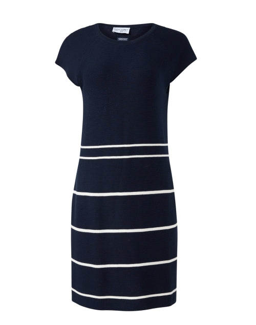 Navy Striped Mini Shift Cotton Women's Dress by Costa