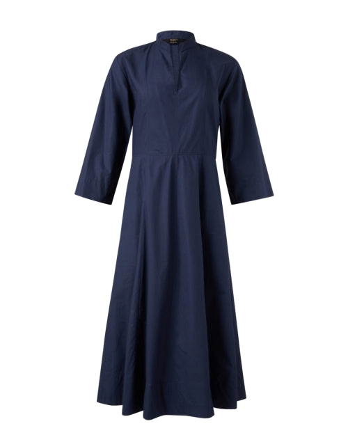 Stylish Navy-Colored Cotton Fit-and-Flare Dress