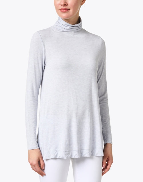 Grey Women's Knit Scrunch Neck Long - Sleeve Top for Layering