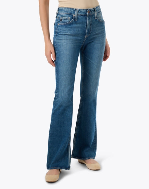 AG Women's Farrah Blue Bootcut Jeans with Split Hem Design