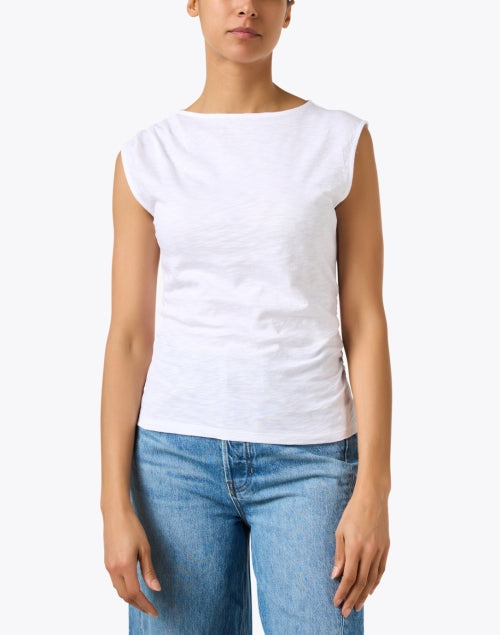 Veronica Beard Bordy Women's White Cotton Knit Draped Casual Top