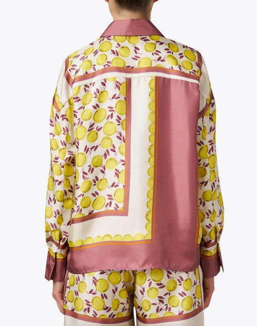 Stylish 100% Silk Blouse with Citrus Print