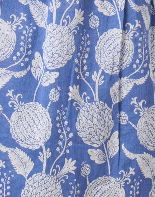 Stylish Blue Multi - Print Cotton Shirt Dress for Effortless Femininity