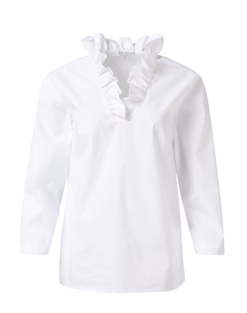 Helena Women's White Cotton Blend Stretch Casual Top for Workweek