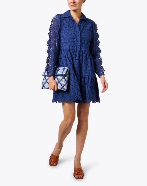 Stylish Grazia Hand - Woven Blue Crossbody Clutch Bag