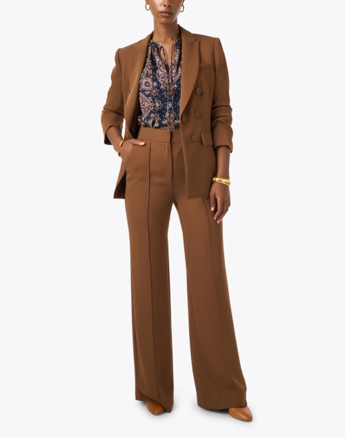 Veronica Beard Edia Brown Full - length Wide - Leg Women's Trousers