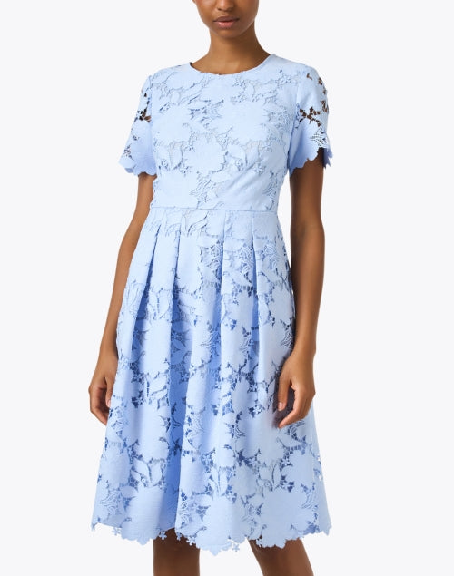 Stylish Blue Floral Lace Women's Dress for Elegant Occasions