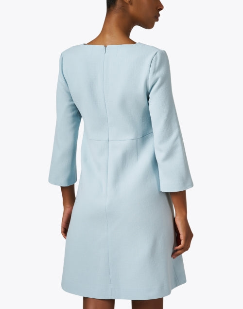 Stylish Blue Halo Wool Women's Dress