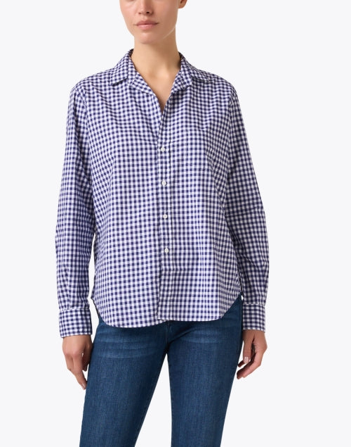 Stylish Navy Check 100% Italian Cotton Eileen Shirt for Women