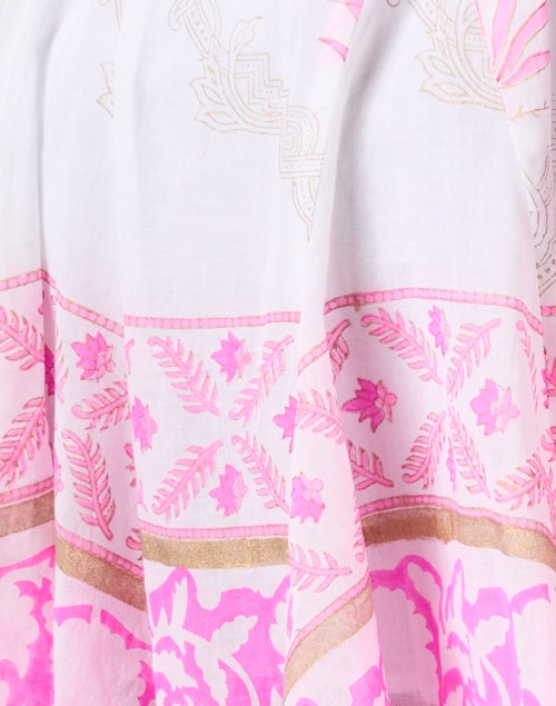 Stylish Godet Women's Day Dress with White and Pink Print