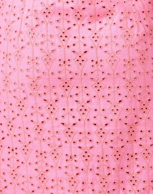 Pink Eyelet Women's Tunic Style Dress for Transitional Seasons