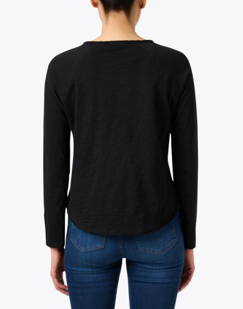 Stylish Women's Black Cotton Mesh Striped Knit Top