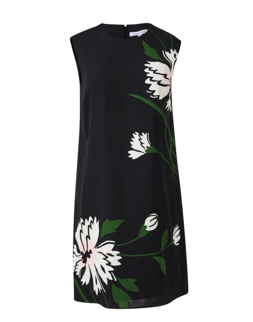 Stylish Black Floral Print Modern Shift Dress by Veronica Beard