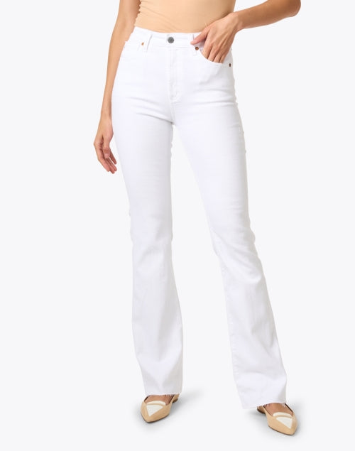 Alexxis Premium White High-Waisted Bootcut Denim Jeans