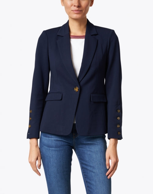 Navy Blue Power Stretch Single - Button Blazer for Versatile Wear