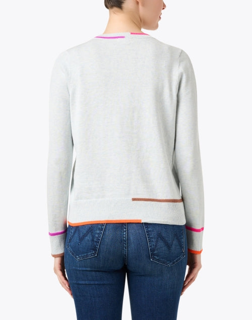 Stylish In Line Relaxed-Fit Ice Blue Cotton Knit Sweater