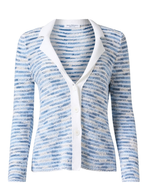 Olimpia Blue and White Knit Heathered Stylish Jacket