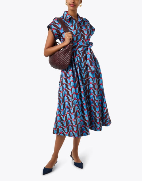 Multicolored Tulip Patterned Women's Shirt Dress